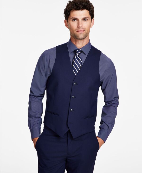 【送料無料】 アルファニ メンズ ベスト トップス Men's Slim-Fit Stretch Solid Suit Vest Navy