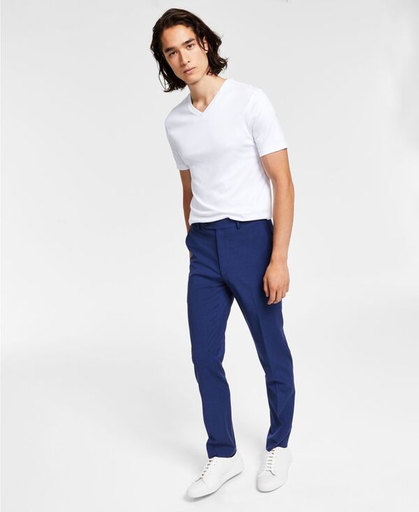 【送料無料】 カルバンクライン メンズ カジュアルパンツ ボトムス Men's Skinny-Fit Infinite Stretch Suit Pants Blue