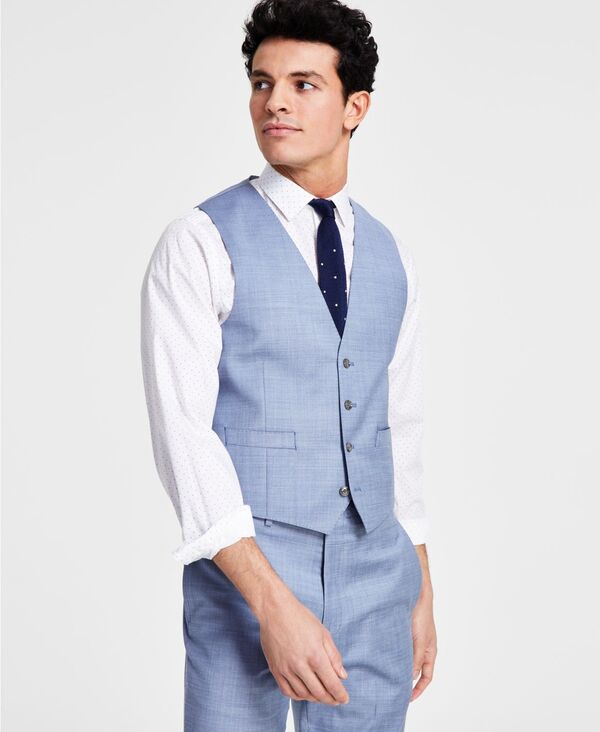 【送料無料】 カルバンクライン メンズ ベスト トップス Men's Skinny-Fit Infinite Stretch Solid Suit Vest Light Blue