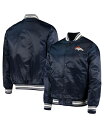 【送料無料】 スターター メンズ ジャケット・ブルゾン アウター Men's Navy Denver Broncos Locker Room Satin Varsity Full-Snap Jacket Navy(4)