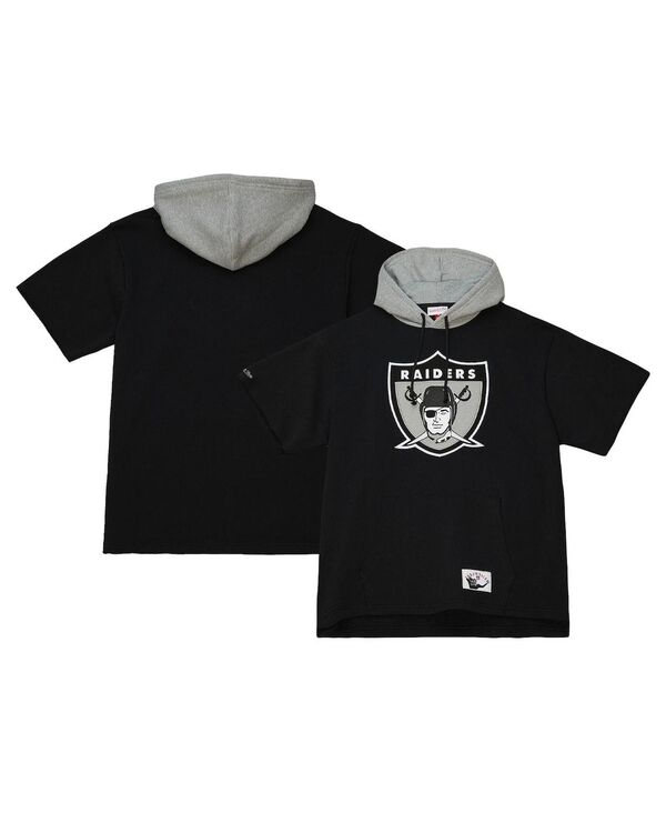 【送料無料】 ミッチェル&ネス メンズ パーカー・スウェット アウター Men's Black Las Vegas Raiders Postgame Short Sleeve Hoodie Black