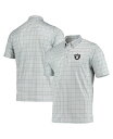 【送料無料】 アンティグア メンズ ポロシャツ トップス Men's Gray Black Las Vegas Raiders Deliver Button-D...