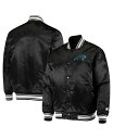 【送料無料】 スターター メンズ ジャケット・ブルゾン アウター Men's Black Carolina Panthers Locker Room Satin Varsity Full-Snap Jacket Black