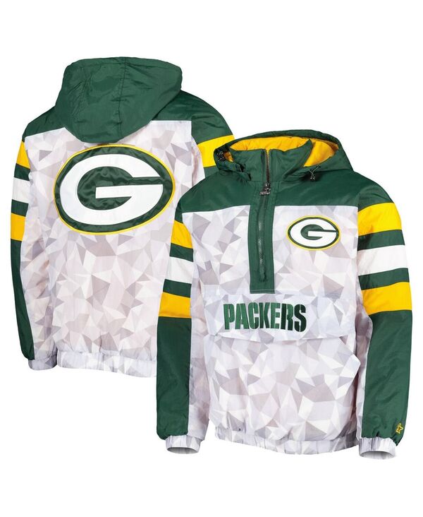 【送料無料】 スターター メンズ ジャケット・ブルゾン アウター Men's White Green Green Bay Packers Thursday Night Gridiron Raglan Half-Zip Hooded Jacket White, Green