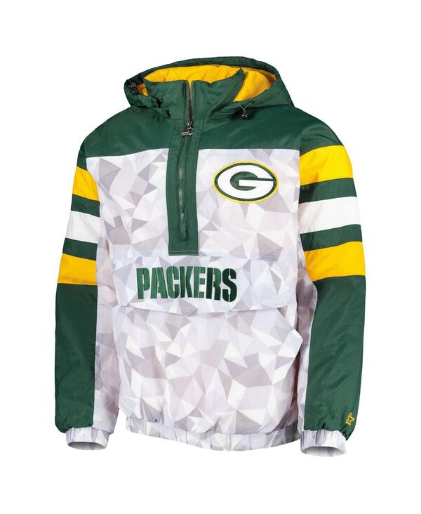 【送料無料】 スターター メンズ ジャケット・ブルゾン アウター Men's White Green Green Bay Packers Thursday Night Gridiron Raglan Half-Zip Hooded Jacket White, Green