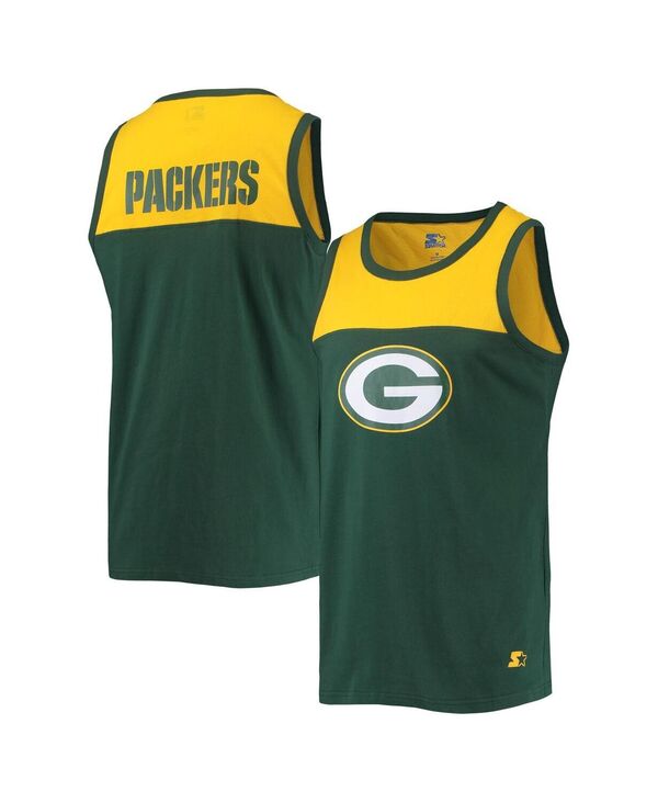 【送料無料】 スターター メンズ タンクトップ トップス Men's Green Gold Green Bay Packers Team Touchdown Fashion Tank Top Green, Gold