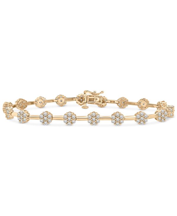 yz bvh C  fB[X uXbgEoOEANbg ANZT[ Diamond Flower Cluster Link Bracelet (2 ct. t.w.) in 14k Gold Yellow Gold