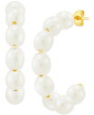 【送料無料】 ホノラ レディース ピアス・イヤリング アクセサリー Cultured Freshwater Rice Pearl (5-6mm) C-Hoop Earrings in 14k Gold Gold