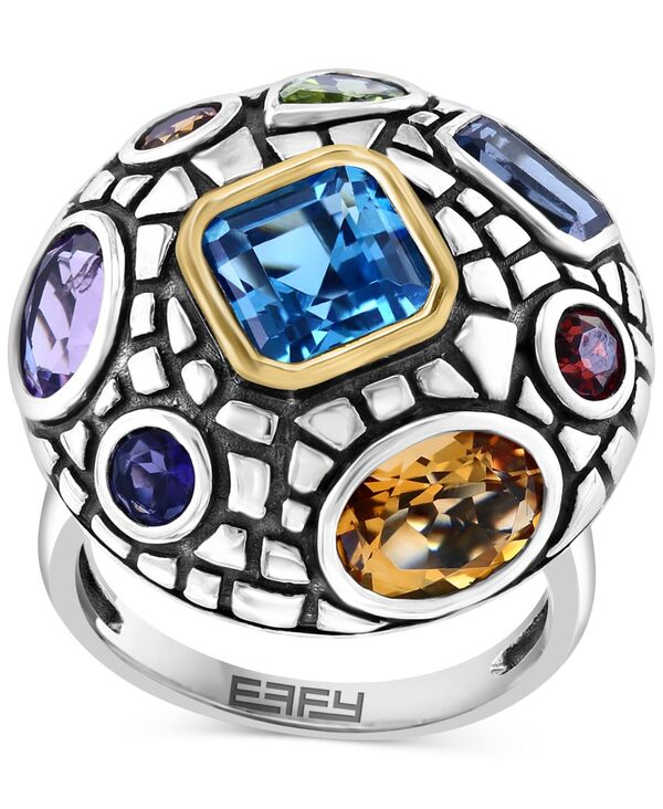 yz GtB[ fB[X O ANZT[ EFFY&reg; Multi-Gemstone Statement Ring (6 ct. t.w.) in Sterling Silver & 18k Gold-Plate 18K Gold Over Silver