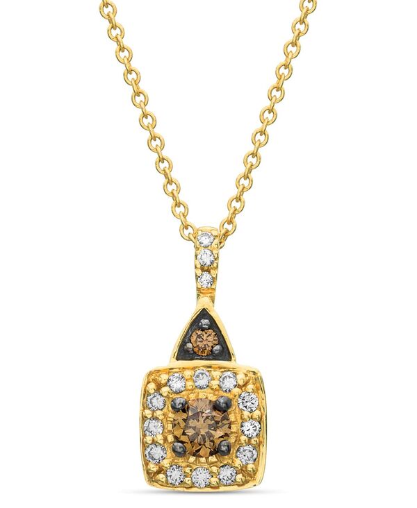 yz  @ fB[X lbNXE`[J[Ey_ggbv ANZT[ Chocolate by Petite Chocolate and White Diamond (1/4 ct. t.w.) Square Pendant in 14k Rose Gold Yellow Gold or White Gold Yellow Gold