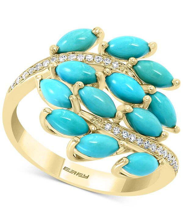 ターコイズ 【送料無料】 エフィー レディース リング アクセサリー EFFY&reg; Turquoise Cluster & Diamond (1/10 ct. t.w.) Statement Ring in 14k Gold Turquoise