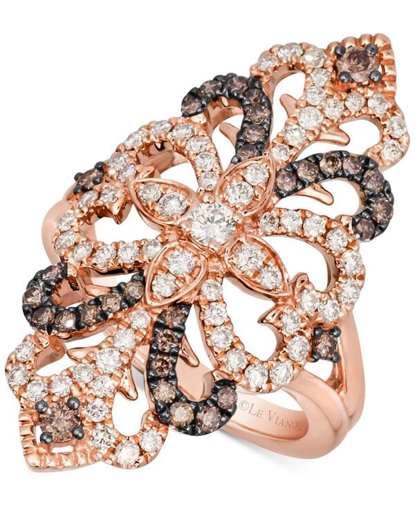 yz  @ fB[X O ANZT[ Chocolate Diamond (3/4 ct. t.w.) & Nude Diamond (3/8 ct. t.w.) Filigree Statement Ring in 14k Rose Gold Rose Gold