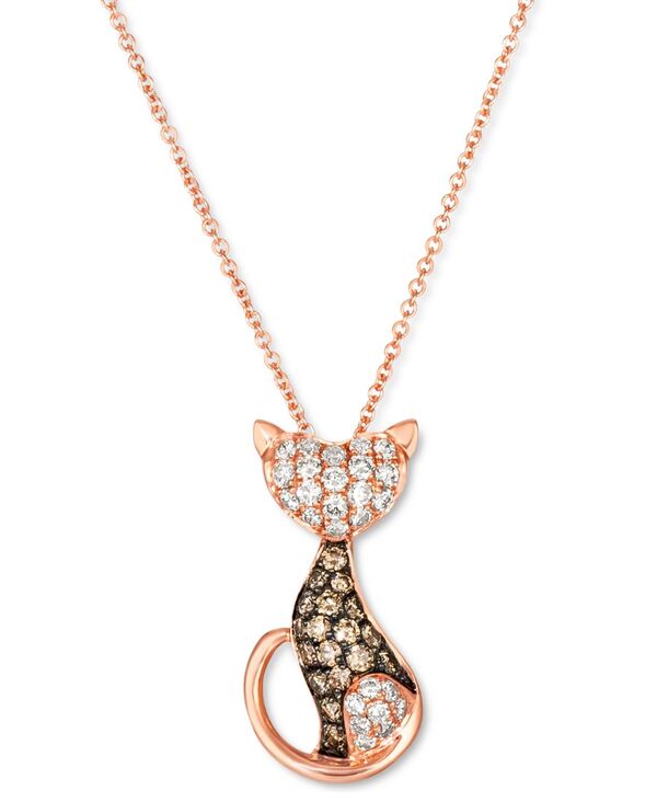 【送料無料】 ル ヴァン レディース ネックレス・チョーカー・ペンダントトップ アクセサリー Nude Diamond (1/3 ct. t.w.) & Chocolate Diamond (1/4 ct. t.w.) Cat Necklace in 14k Rose Gold 18