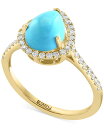 ターコイズ 【送料無料】 エフィー レディース リング アクセサリー EFFY&reg; Turquoise & Diamond (1/4 ct. t.w.) Halo Ring in 14k Gold 14K Yellow Gold