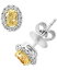 ̵ ե ǥ ԥ ꡼ EFFY® Yellow & White Diamond Oval Halo Stud Earrings (7/8 ct. t.w.) in 18k Two-Tone Gold Yellow & White Gold