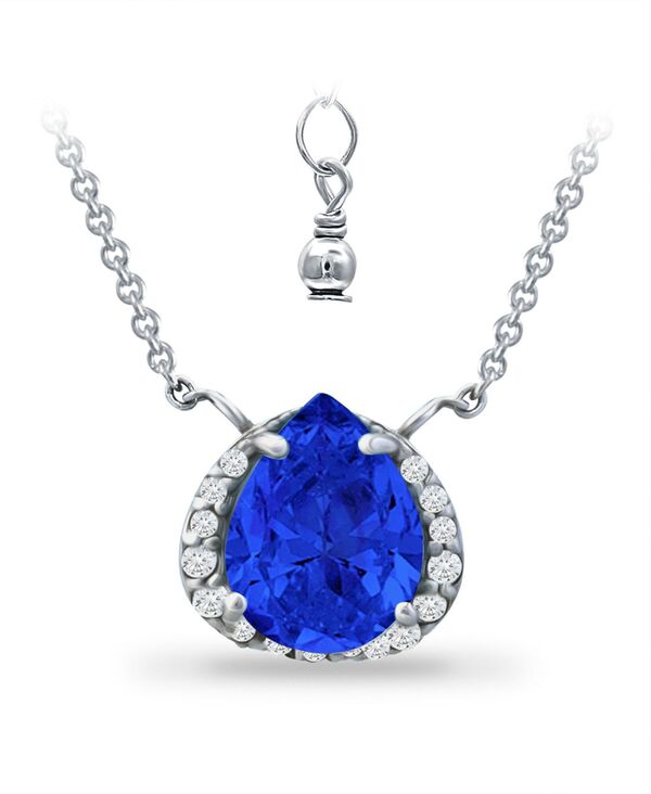 yz W[j xj[j fB[X lbNXE`[J[Ey_ggbv ANZT[ Created Blue Sapphire and Cubic Zirconia Accent Necklace Sterling Silver, Dark Blue