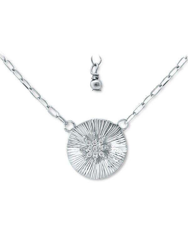 【送料無料】 ジャーニ ベルニーニ レディース ブレスレット・バングル・アンクレット アクセサリー Cubic Zirconia Star Disc Pendant Necklace 16" + 2" extender Sterling Silver