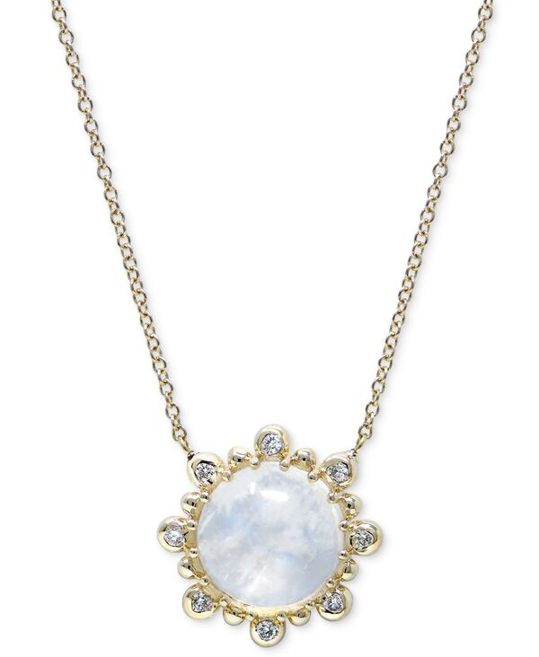 yz AW[ fB[X lbNXE`[J[Ey_ggbv ANZT[ Moonstone & Diamond (1/8 ct. t.w.) Pendant Necklace in 14k Gold 16