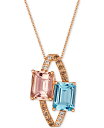 【送料無料】 ル ヴァン レディース ネックレス・チョーカー・ペンダントトップ アクセサリー Multi-Gemstone (3-5/8 ct. t.w.) & Diamond (1/4 ct. t.w.) Double Stone Open Pendant Necklace in 14k Rose Gold 18