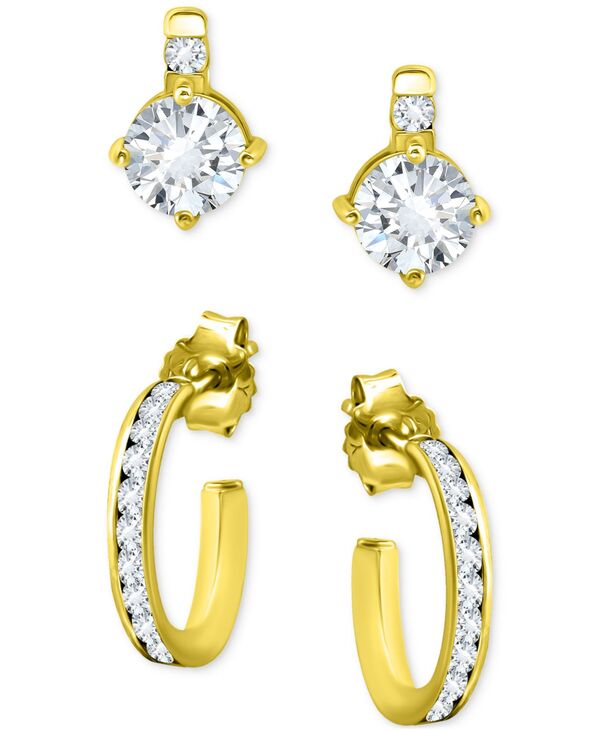 yz W[j xj[j fB[X sAXECO ANZT[ 2-Pc. Set Cubic Zirconia Stud & Hoop Earrings Gold