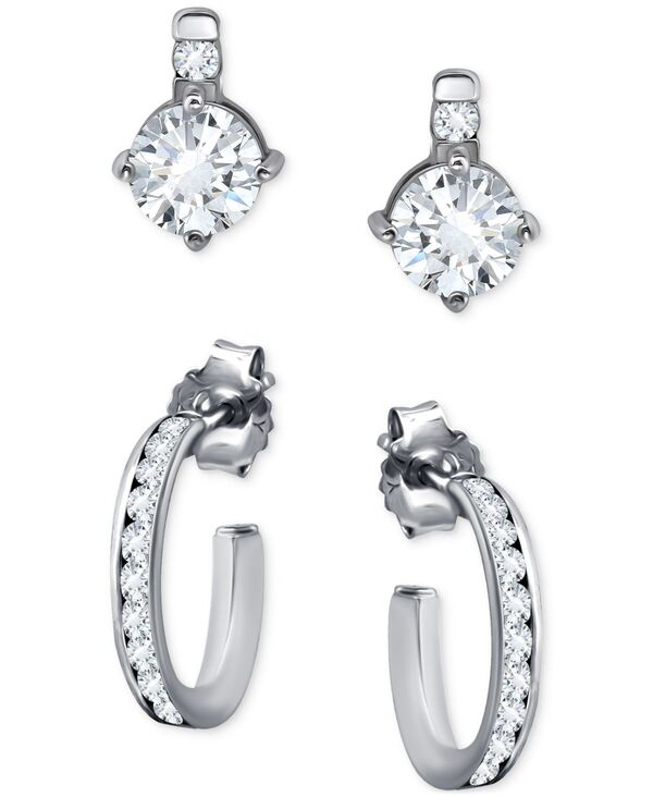 yz W[j xj[j fB[X sAXECO ANZT[ 2-Pc. Set Cubic Zirconia Stud & Hoop Earrings Silver