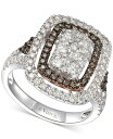 【送料無料】 ル ヴァン レディース リング アクセサリー Nude Diamond & Chocolate Diamond Halo Cluster Ring (1-5/8 ct. t.w.) in 14k White & Rose Gold 14K Two Tone Gold Ring