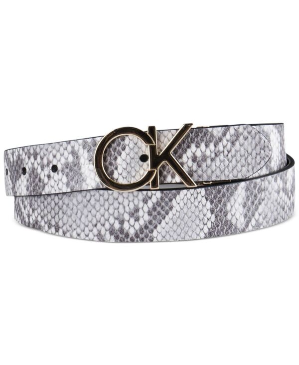 カルバン・クライン ベルト（レディース） 【送料無料】 カルバンクライン レディース ベルト アクセサリー Women's Reversible Monogram Buckle Belt Black, Grey