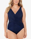 【送料無料】 ミラクルスーツ レディース 上下セット 水着 Plus Size Allover-Slimming Crossover One-Piece Swimsuit Midnight