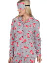 【送料無料】 ホワイトマーク レディース ナイトウェア アンダーウェア 3-Piece Cozy Pajama Set Grey Rose
