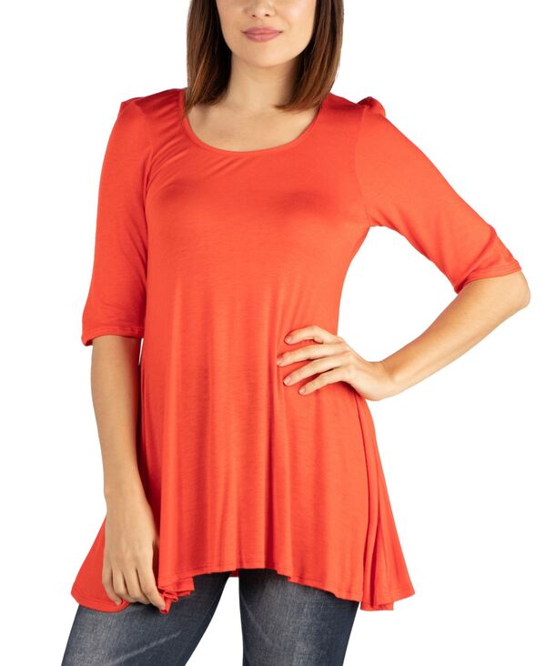 【送料無料】 24セブンコンフォート レディース シャツ トップス Women's Elbow Sleeve Swing Tunic Top Carrot