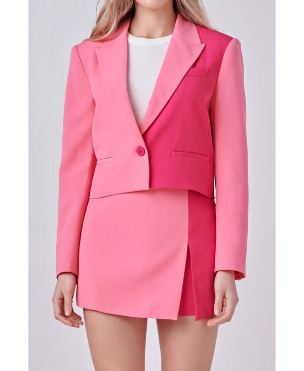【送料無料】 エンドレスローズ レディース ジャケット・ブルゾン ブレザー アウター Women's Colorblock Short Blazer Pink/fuchsia