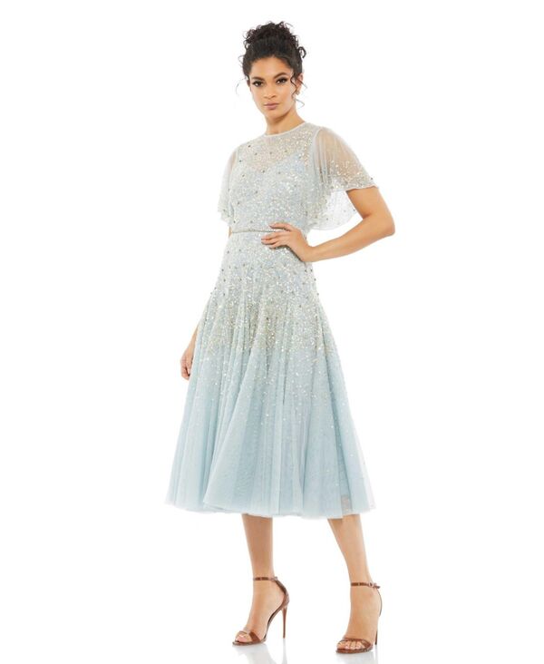 【送料無料】 マックダガル レディース ワンピース トップス Women's Flounce Sleeve Tea Length Dress Powder blue