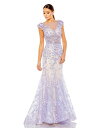 【送料無料】 マックダガル レディース ワンピース トップス Women's Embellished Cap Sleeve Illusion Neck Trumpet Gown Lilac nude