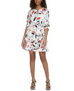 【送料無料】 カール ラガーフェルド レディース ワンピース トップス Women 039 s Printed Chiffon Tiered A-Line Dress Soft White Multi