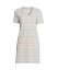 ̵ 󥺥 ǥ ԡ ȥåץ Women's Slub Short Sleeve V Neck Above Knee T Shirt Dress Crisp peach multi stripe