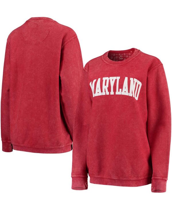 yz vX{bNX fB[X p[J[EXEFbg AE^[ Women's Red Maryland Terrapins Comfy Cord Vintage-Like Wash Basic Arch Pullover Sweatshirt Red