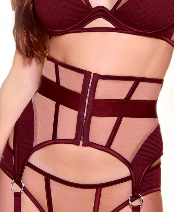 【送料無料】 ホーティ レディース ナイトウェア アンダーウェア Women 039 s Chya Quilted and Mesh Waist Cincher with Big O Ring and Center Front Hook and Eye Details Red