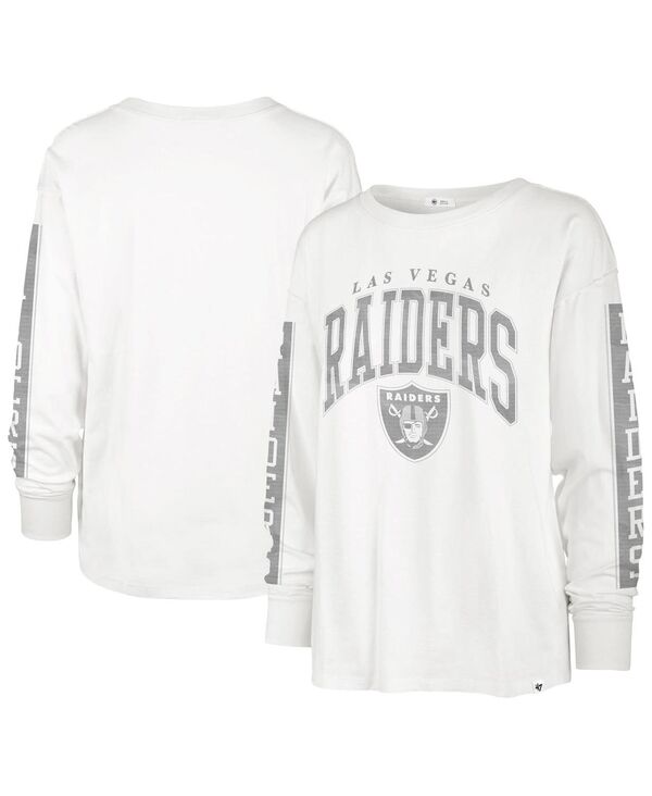 【送料無料】 47ブランド レディース Tシャツ トップス Women's White Las Vegas Raiders Statement Long Sleeve T-shirt White