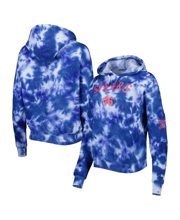 yz j[G fB[X p[J[EXEFbg t[fB[ AE^[ Women's Royal Philadelphia 76ers Brushed Cotton Tie-Dye Pullover Hoodie Royal