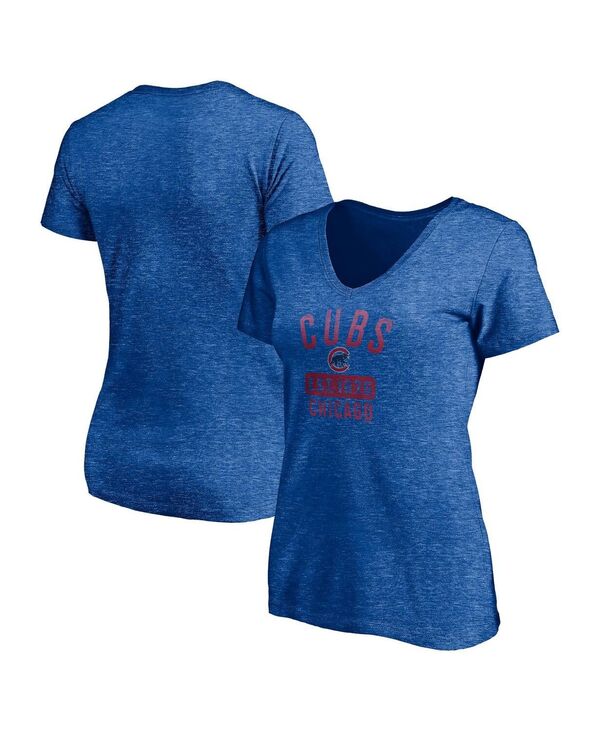 【送料無料】 ファナティクス レディース Tシャツ トップス Women's Branded Heathered Royal Chicago Cubs Old Time Favorite V-Neck T-shirt Heathered Royal