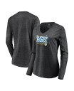 【送料無料】 ファナティクス レディース Tシャツ トップス Women's Branded Charcoal Los Angeles Rams Super Bowl LVI Champions Parade V-Neck Long Sleeve T-shirt Charcoal(4)