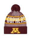 【送料無料】 ニューエラ メンズ 帽子 アクセサリー Men's Maroon Minnesota Golden Gophers Logo Striped Cuff Knit Hat with Pom Maroon