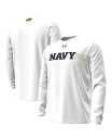 【送料無料】 アンダーアーマー メンズ Tシャツ トップス Men 039 s White Navy Midshipmen 2023 Aer Lingus College Football Classic Performance Long Sleeve T-shirt White