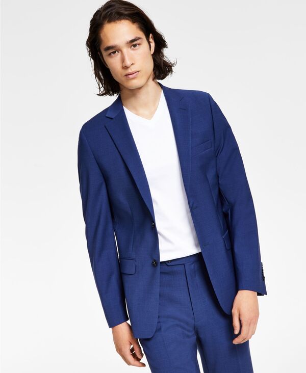 【送料無料】 カルバンクライン メンズ ジャケット・ブルゾン アウター Men's Skinny-Fit Infinite Stretch Suit Jacket Blue