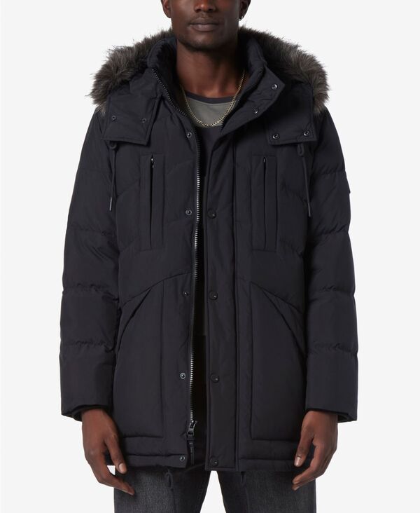 【送料無料】 マークニューヨーク メンズ ジャケット・ブルゾン アウター Men's Tremont Down Parka with Faux Fur Trimmed Removable Hood Black