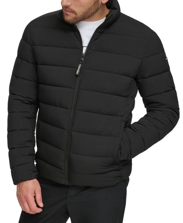 【送料無料】 カルバンクライン メンズ ジャケット・ブルゾン ダウンジャケット アウター Men's Quilted Infinite Stretch Water-Resistant Puffer Jacket Ebony