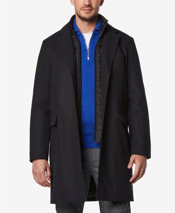 楽天ReVida 楽天市場店【送料無料】 マークニューヨーク メンズ ジャケット・ブルゾン アウター Men's Sheffield Melton Wool Slim Overcoat with Interior Bib Charcoal