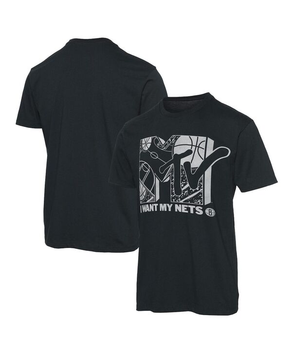 【送料無料】 ジャンクフード メンズ Tシャツ トップス Men 039 s Black Brooklyn Nets NBA x MTV I Want My T-shirt Black