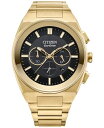 yz V`Y Y rv ANZT[ Eco-Drive Men's Chronograph Modern Axiom Gold-Tone Stainless Steel Bracelet Watch 43mm Gold-tone