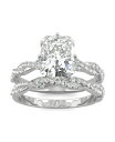 【送料無料】 チャールズ アンド コルバード レディース リング アクセサリー Moissanite Radiant Bridal Set 3-3/8 ct. t.w. Diamond Equivalent in 14k White Gold White Gold